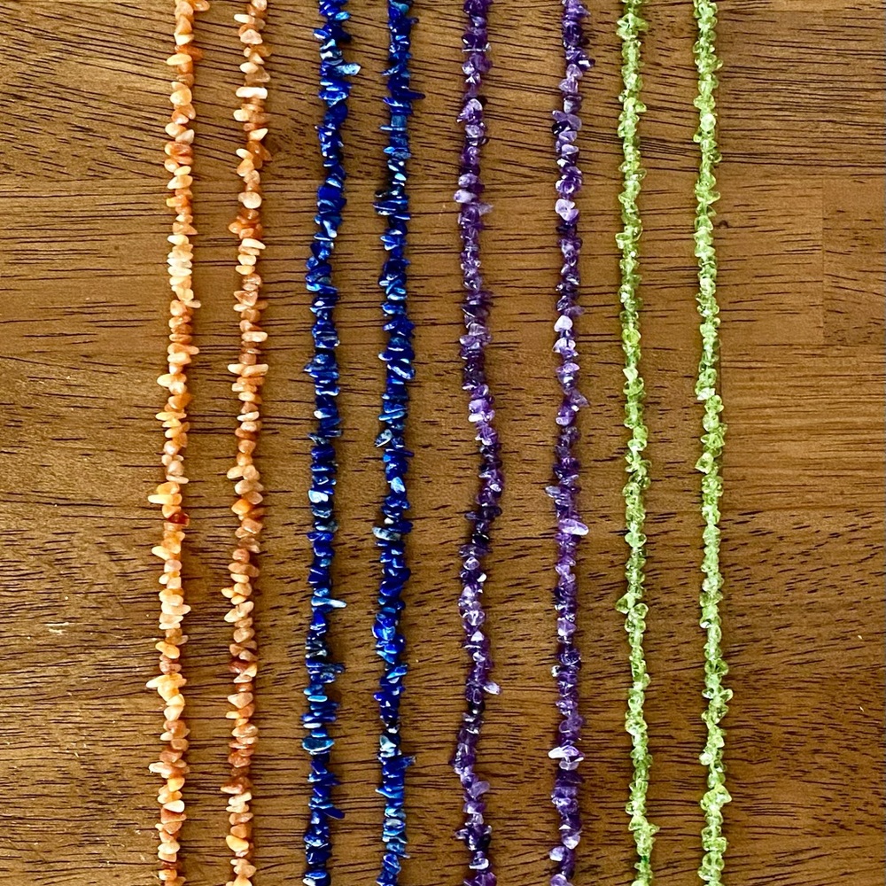 Natural gemstone necklaces, each is 40” long